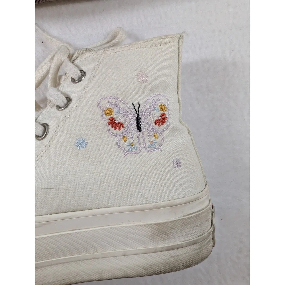 Converse Platform 6 White Embroidered butterfly and flowers - Picture 4 of 10